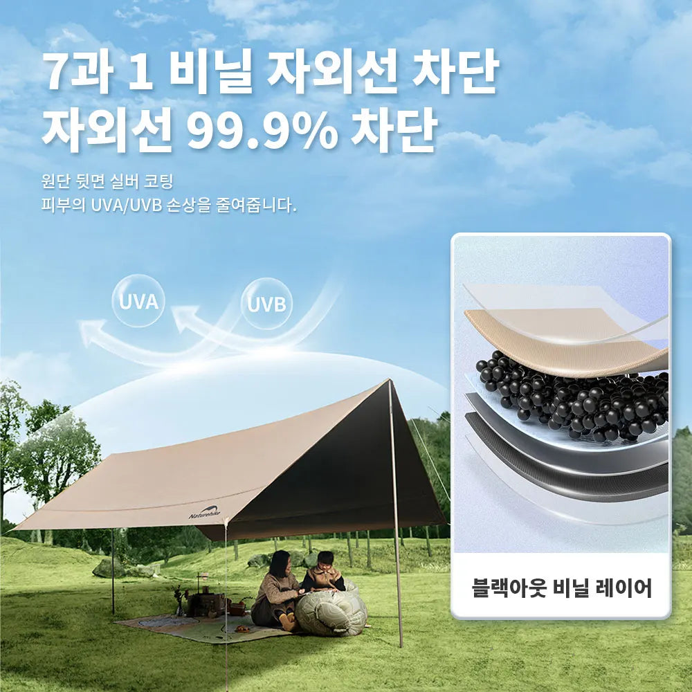 Naturehike Camping Sun Shelter Summer 10-12 Person Awning 17㎡ Sunshade Ourdoor Park Beach Tent Tarp Vinyl Coating Canopy