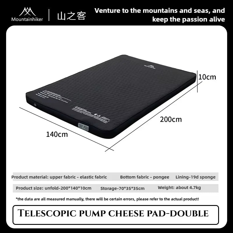 MOUNTAINHIKER Single Double Person Self-inflating Mattress Thick 10cm Compact Folding Camping Sleeping Bed Pad Air Mat Floor