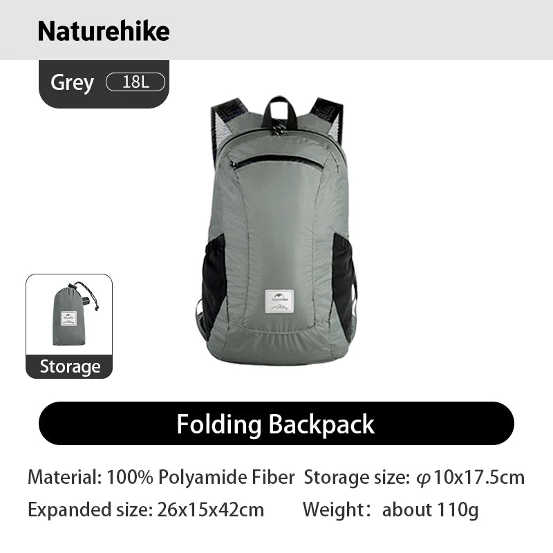 Naturehike Outdoor Hiking Bag 18L Lightweight Portable Backpack Foldable Waterproof Shoulder Bag for Women Men Airplane Travel