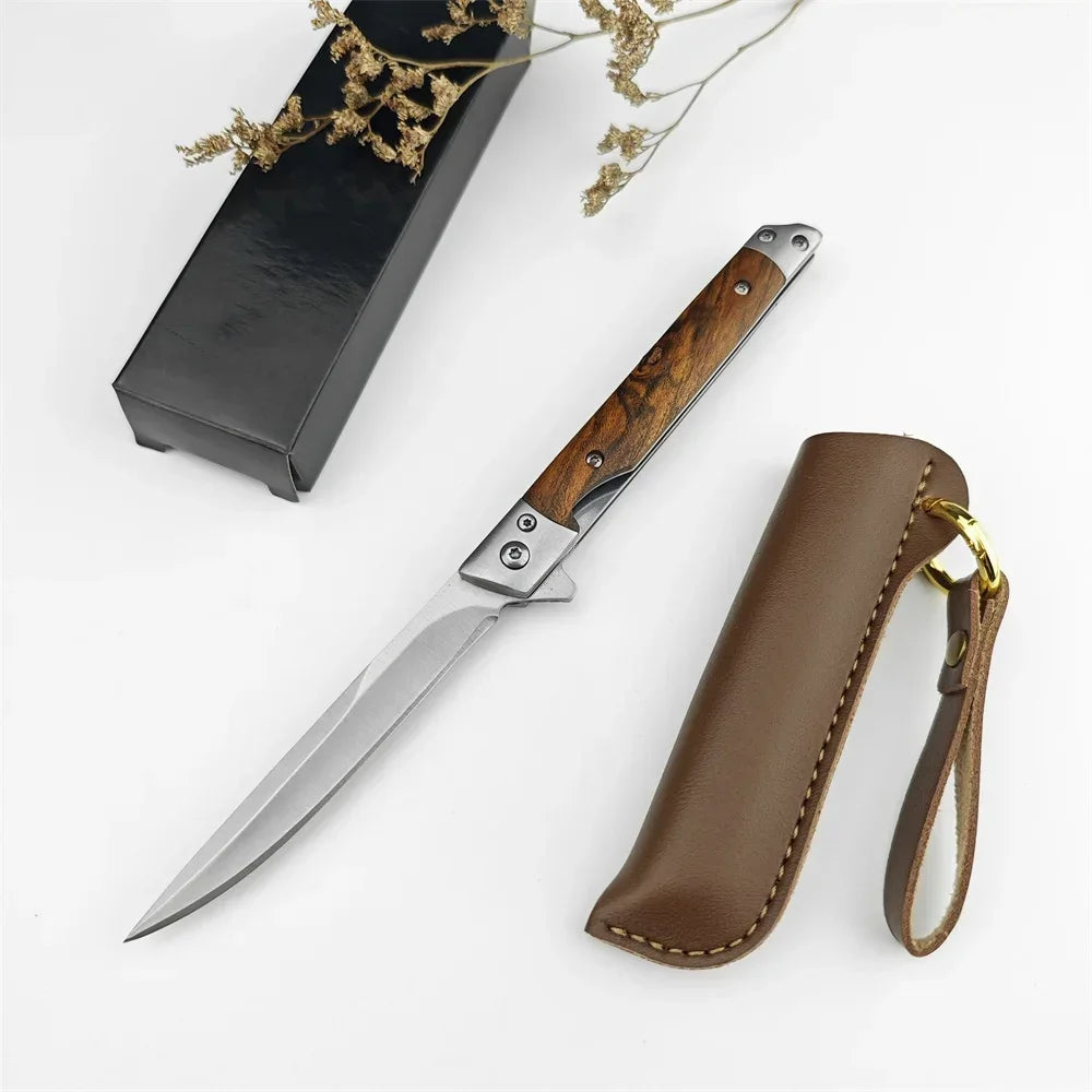 Mini Damascus Pattern Folding Pen Knife Outdoor Knife Pocket Knife Slim Blade Comfortable Grip Sharp Blade Gadgets