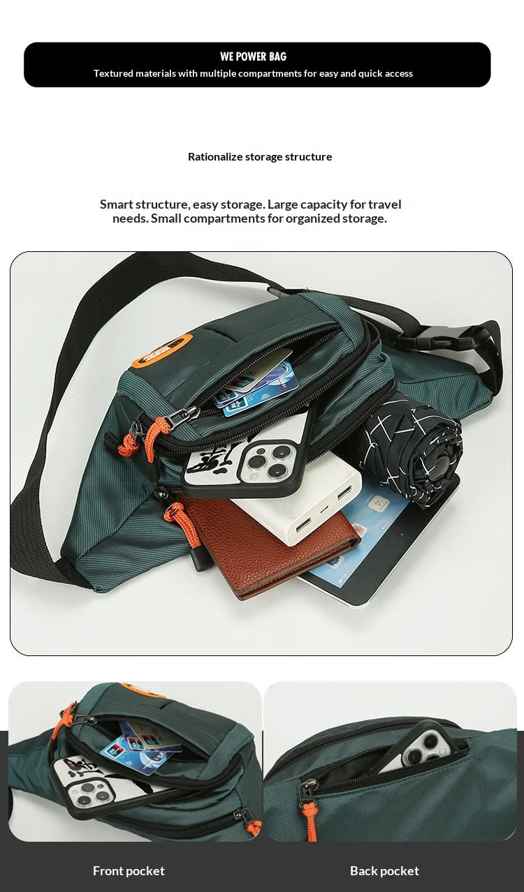 Homefish Unisex Waist Bag Multifunctional Large Capacity Splash Resistant Wear Resistant Worksite Outdoor Fanny Pack