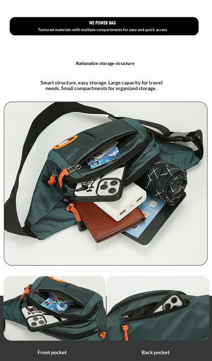 Homefish Unisex Waist Bag Multifunctional Large Capacity Splash Resistant Wear Resistant Worksite Outdoor Fanny Pack