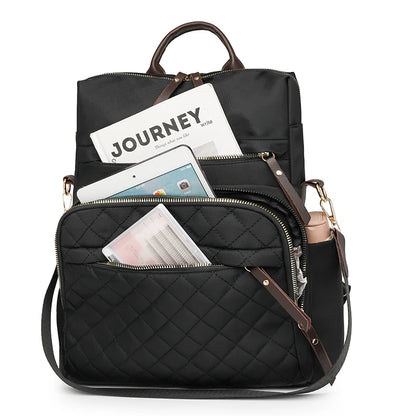 Fashion Plaid Daypack Women Waterproof Nylon Backpack Purse Ladies Large Capacity Book Bag Outdoor Travel Weekend Schoolbags