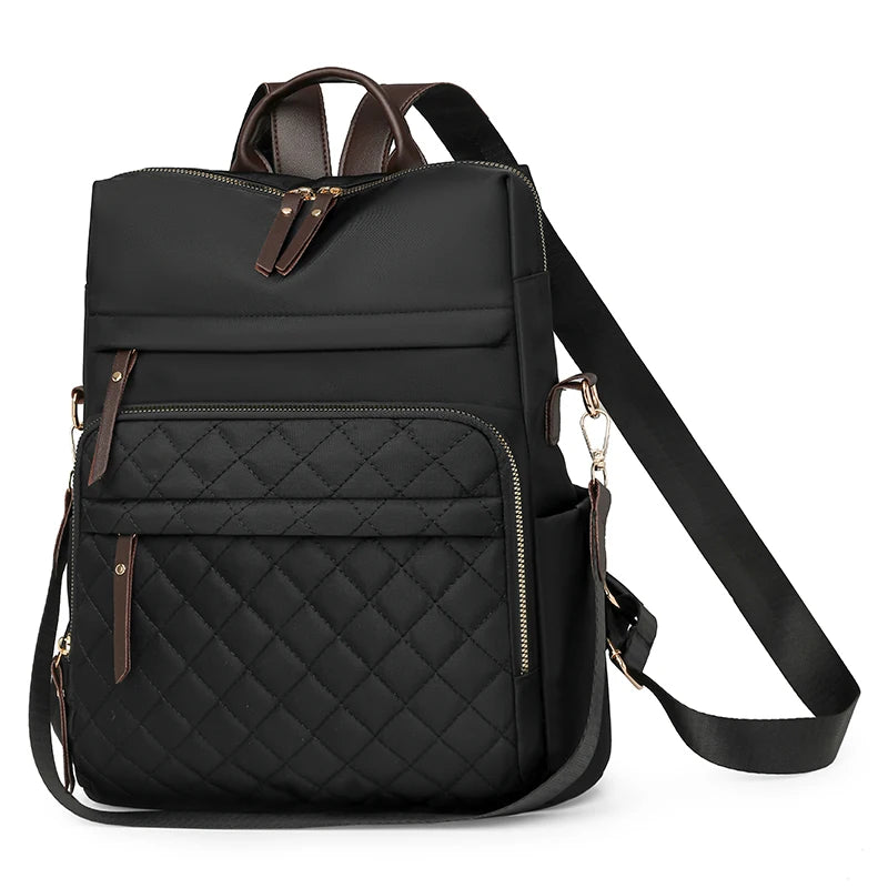 Fashion Plaid Daypack Women Waterproof Nylon Backpack Purse Ladies Large Capacity Book Bag Outdoor Travel Weekend Schoolbags