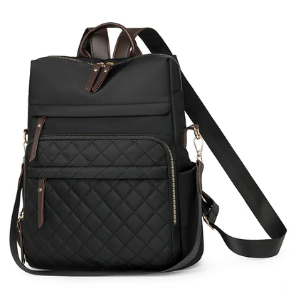 Fashion Plaid Daypack Women Waterproof Nylon Backpack Purse Ladies Large Capacity Book Bag Outdoor Travel Weekend Schoolbags