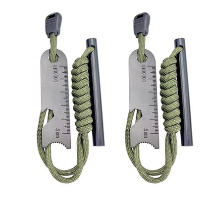 Outdoor Survival Fire Starter Multifunctional Ferrocerium Rod with Paracord & Scraper, Camping Emergency Flint Fire Steel