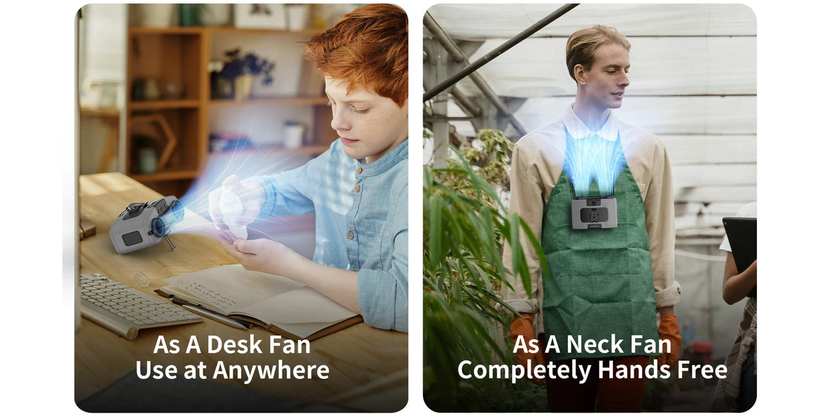 Socool Portable Waist Fan 10000mAh/20000mAh Handheld Hanging Neck Clip On Fan with Phone Charging LED Light for Outdoor Working