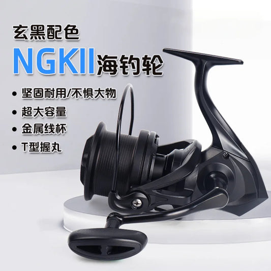 Full Metal Anti-Corrosion Fishing Spinning Reel 17+1 BB, 4.8:1 High Speed Gear Ratio, Aluminum Alloy Spool, Size 8000-14000