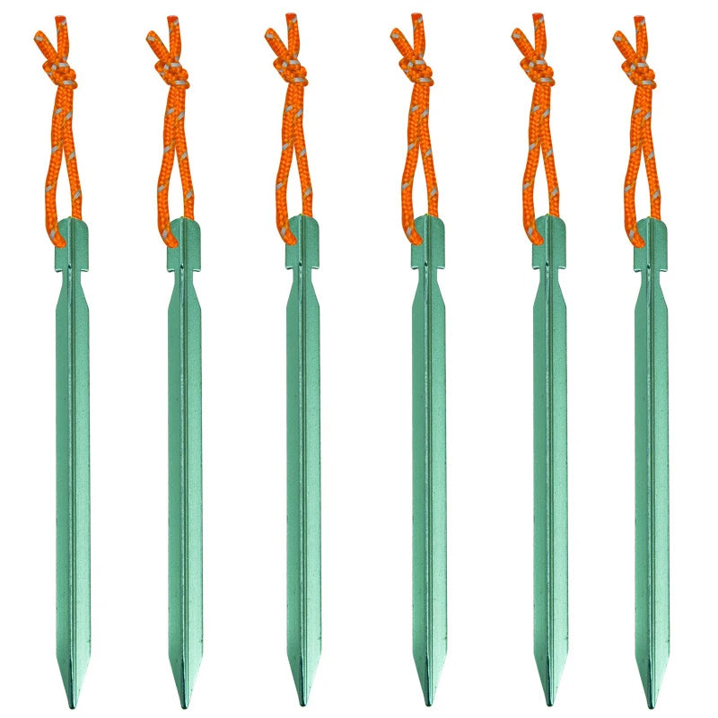 6Pcs Canopy Tent Pegs Aluminum Alloy Outdoor Garden Stakes Ground Nail With Cord For Camping Backpacking Hiking Tent Accessories