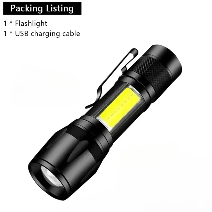 LED Flashlight Rechargeable Torch High Power Strong Light Flashlight Long Range Tactical Zoom Lamp Outdoor Camping Lantern