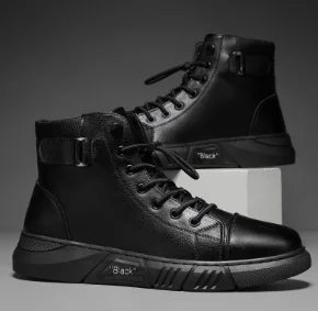 Men’s Casual Leather Sneakers – Wear-Resistant, Breathable Outdoor Training & Trekking Shoes