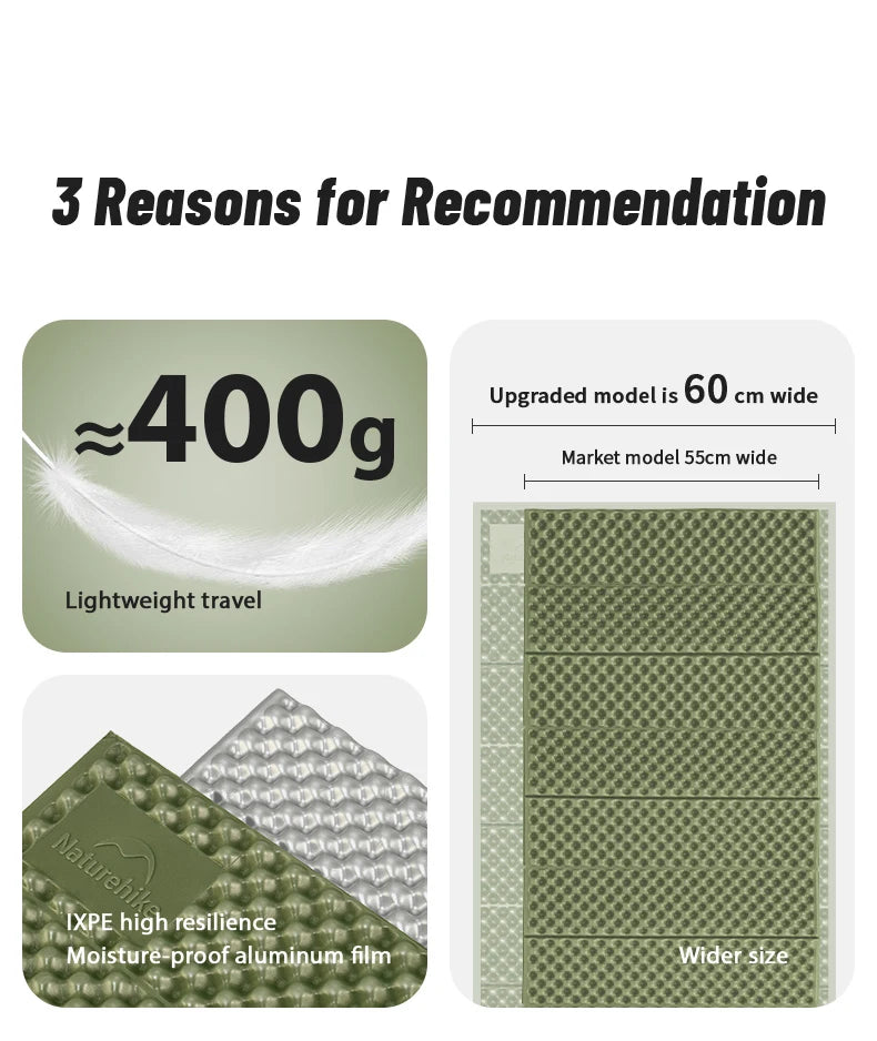 Naturehike 2024 New Camping Mat Winter Warm Moisture Proof Ultralight Sleeping Pad 4 Season Widen Hiking Travel 1-2 Person Mats