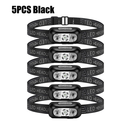 Sensor Headlamps Mini LED Night Fishing Powerful Torch Head Lamp USB Rechargeable Super Bright Adjustable Angle Headlight