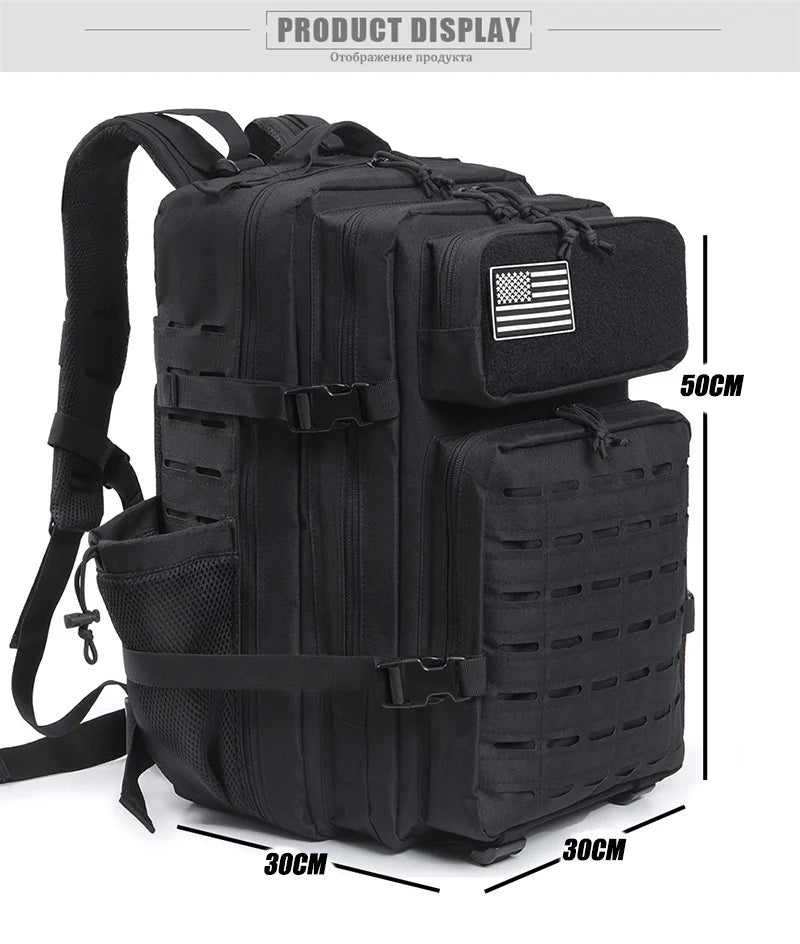 45L Tactical Backpack Molle System Men's Outdoor Hiking Rucksack with Bottle Holder EDC GYM Hunting Bag for Survival