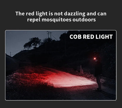COB LED Powerful Headlamp USB Rechargeable Head Torch USB Rechargeable Waterproof Outdoor Camping Fishing Hunting Search Lantern
