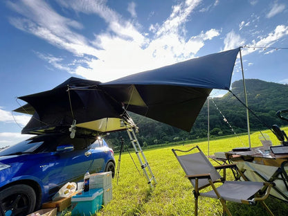 SUV Car Side Awning Tarp Black Coating Waterproof UV Protection Suction Cup Shelter Tent Camping Touring Outdoor Shade Manta Ray
