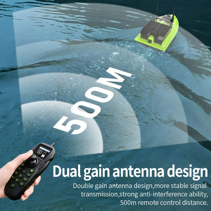 Sonar Bait Boat with Color Fish Finder Screen & Dual Hopper