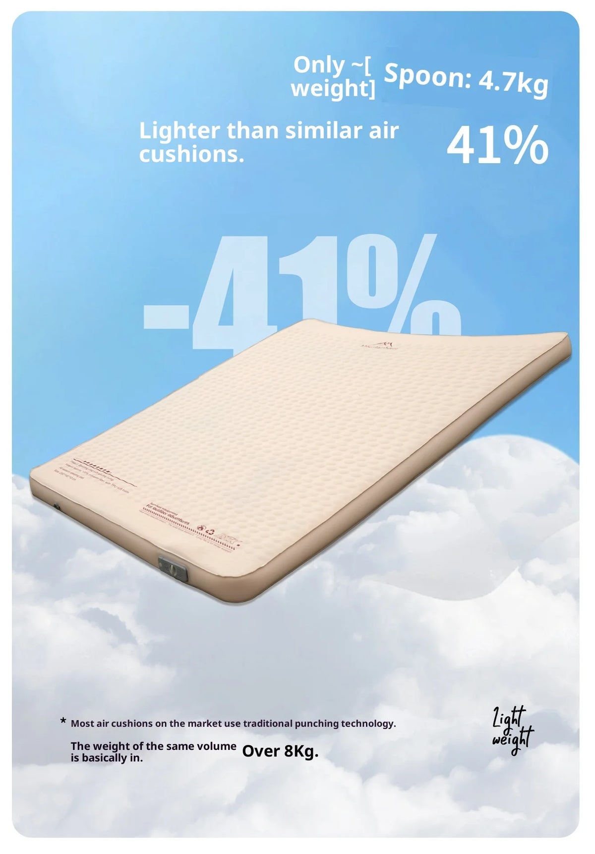 MOUNTAINHIKER Single Double Person Self-inflating Mattress Thick 10cm Compact Folding Camping Sleeping Bed Pad Air Mat Floor