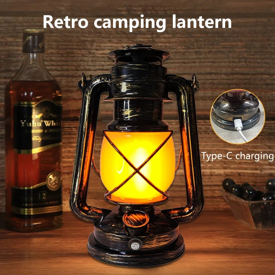 Vintage Rechargeable Camping Lantern – 3 Lighting Modes