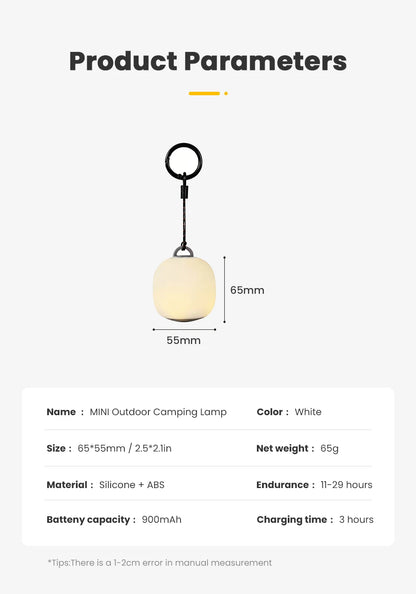 WESTTUNE Portable Camping Lantern Rechargeable LED Picnic Lamp MINI Egg-Shaped Squeeze Silicone Light for Outdoor Cozy Ambience
