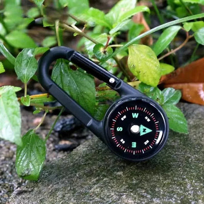 Durable Zinc Alloy Dual-Sided Compass&Thermometer Keychain|Portable Quick-Hang Outdoor Guide for Camping,Hiking,Beach