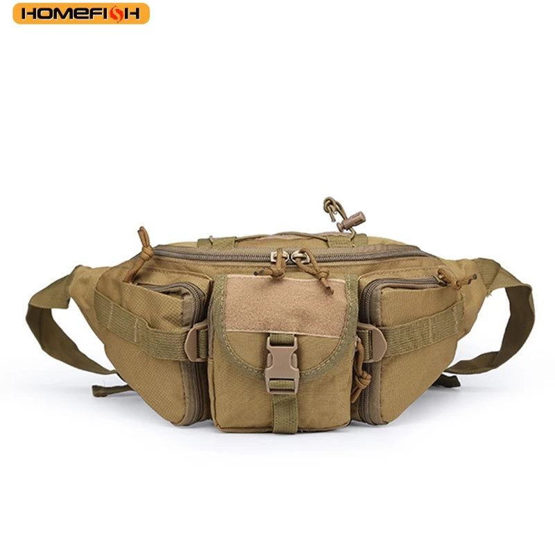 HOMEFISH Outdoor Waist Bag Men's Tactical Waterproof Molle Camouflage Hunting Hiking Climbing Nylon Mobile Phone Belt Pack