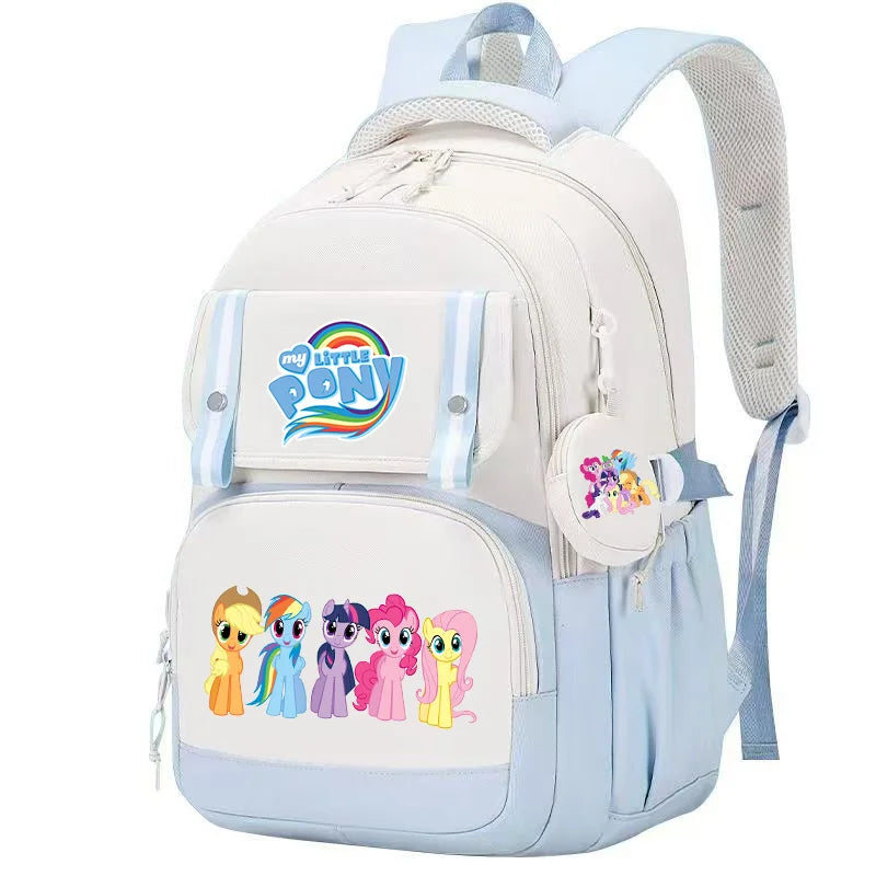 My Little Pony Large Capacity Backpack Cartoon Daypack Travel Commute Knapsack Schoolbag for Kids Girls Mochila With Coin Purse