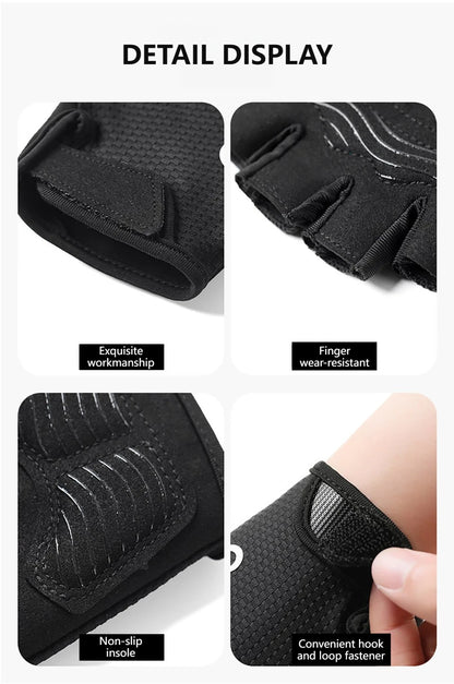 GETINFIT Summer Cycling Half Finger Gloves Lightweight Breathable Non-Slip Durable Shock Absorbing Outdoor Gym Hiking Running