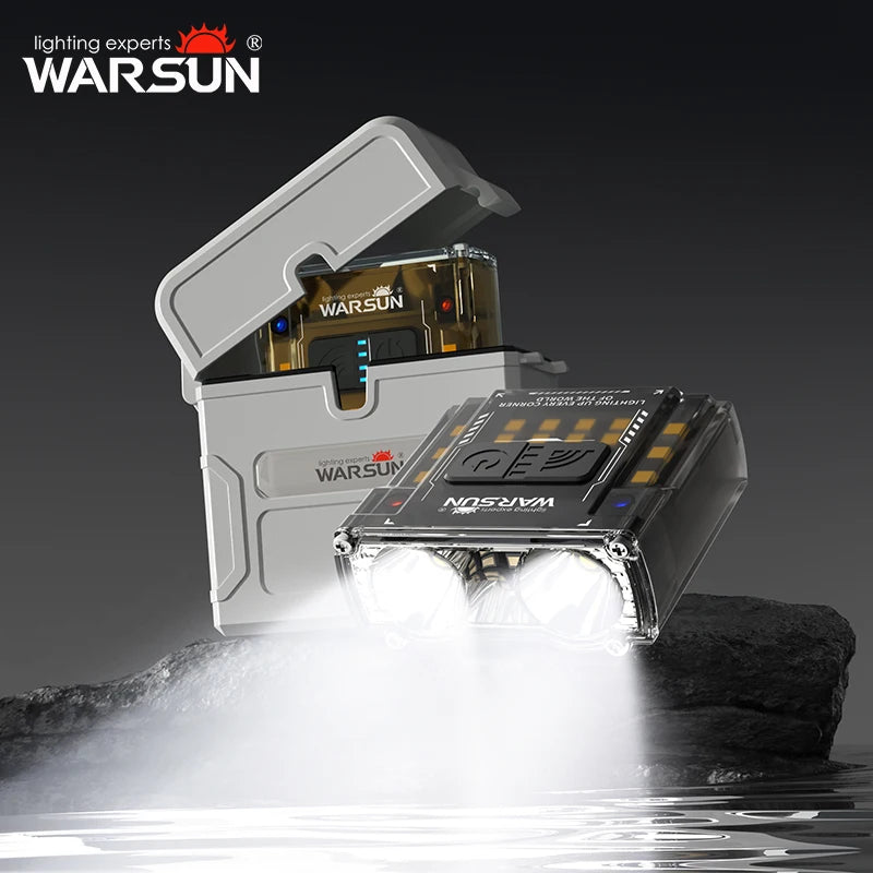 WARSUN G7 LED Headlamp with Charging Case Mini COB LED Headlamp Gesture Control Headlight Type-C Rechargeable for Fishing Hiking