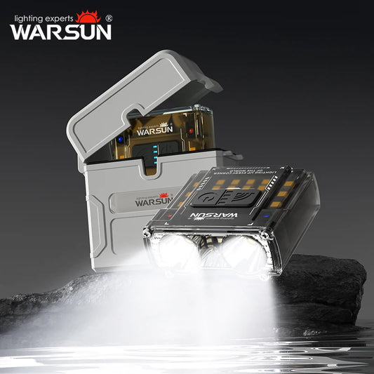 WARSUN G7 LED Headlamp with Charging Case Mini COB LED Headlamp Gesture Control Headlight Type-C Rechargeable for Fishing Hiking