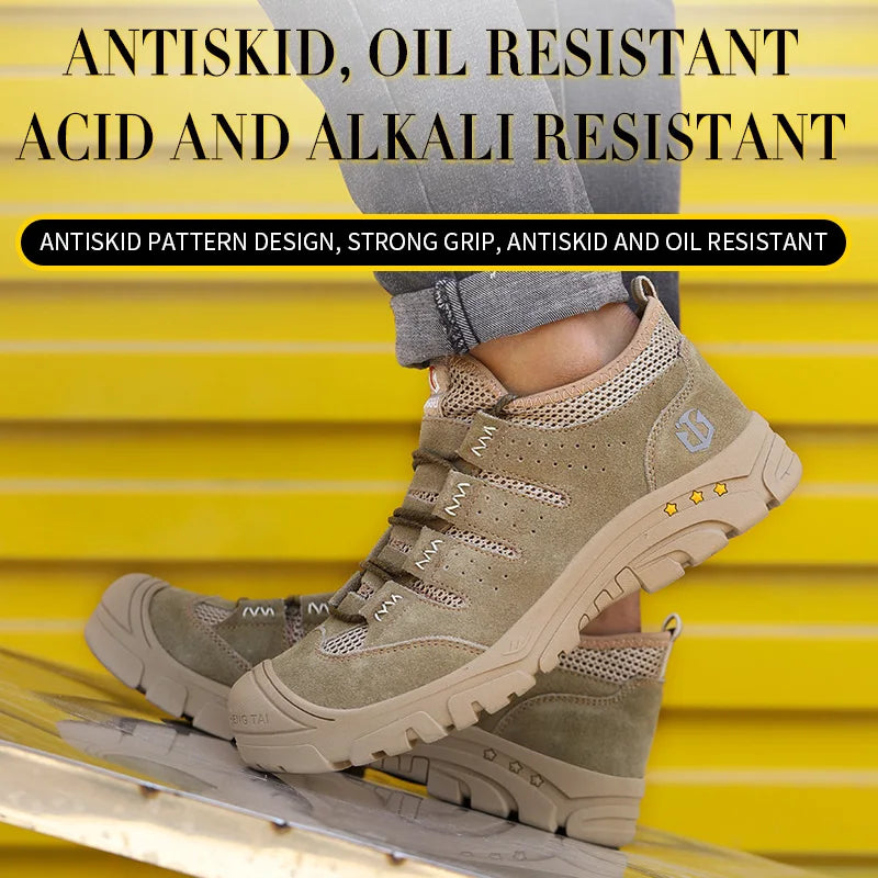 Men’s Safety Shoes – Impact & Puncture Resistant, Breathable Lightweight Non-Slip Work Sneakers