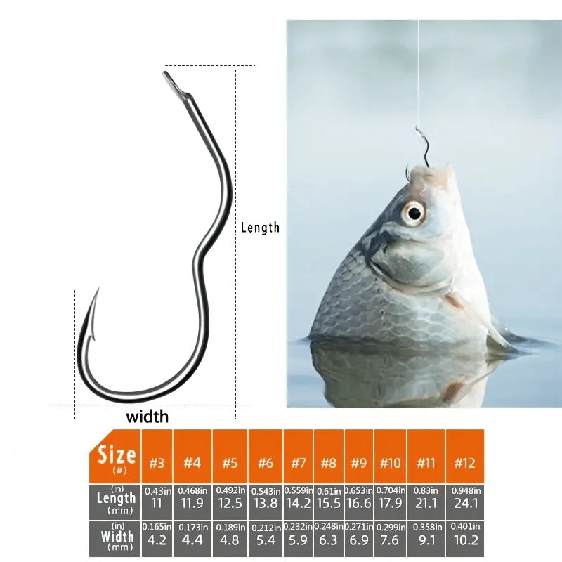 Carbon Steel Fishing Hook Assortment (300/500 Pack)
