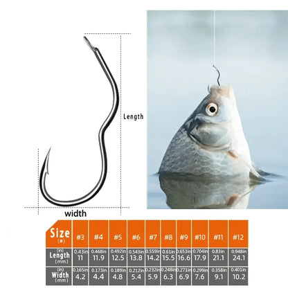 Carbon Steel Fishing Hook Assortment (300/500 Pack)
