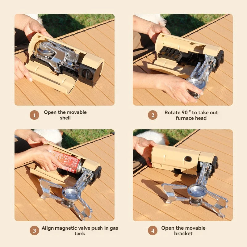 2600W Portable Folding Stove Camping Gas Stove Outdoor Hiking BBQ Travel Cooking Grill Cooker Cassette Gas Burner
