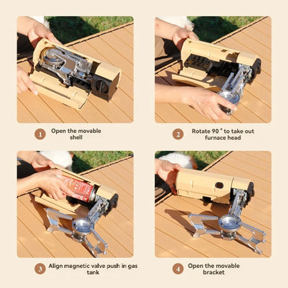 2600W Portable Folding Stove Camping Gas Stove Outdoor Hiking BBQ Travel Cooking Grill Cooker Cassette Gas Burner