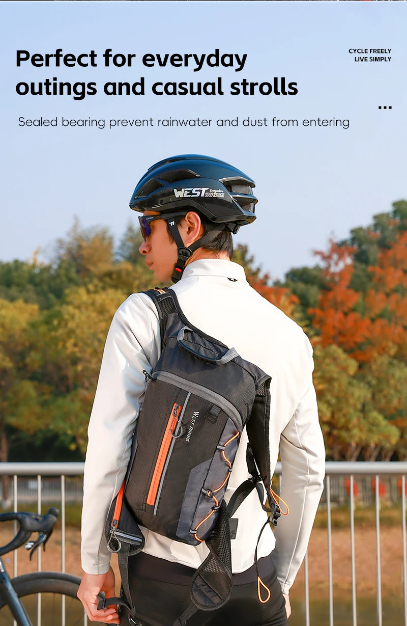 WEST BIKING 10L Cycling Backpack Lightweight Outdoor Sports Running Hiking Climbing Hydration Bag Waterproof Flodable Travel Bag