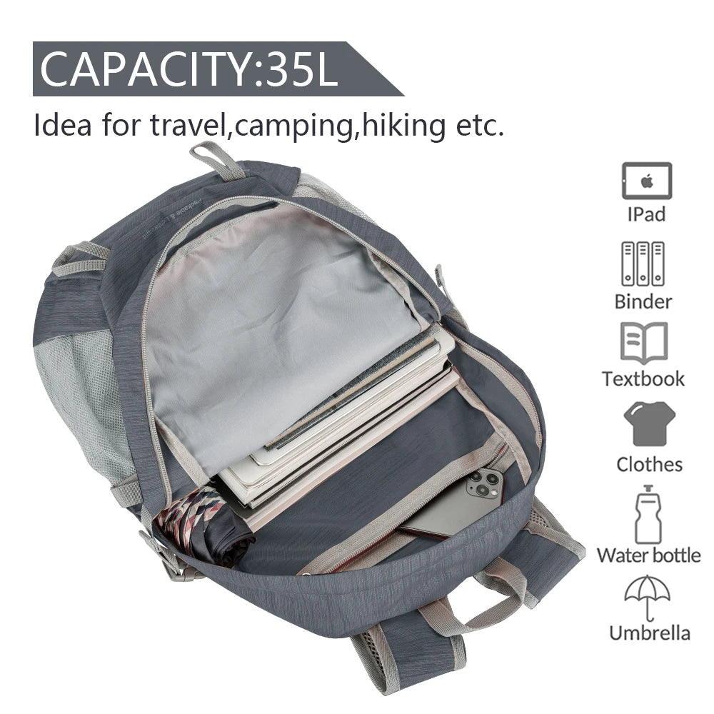 Mountaineering backpack 35 liters men's and women's outdoor sports bag waterproof camping hiking rain