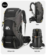 50L Travel Backpack Camping Hiking Rucksack Waterproof Outdoor Climbing Mountaineering Trekking Bag for Men Women Luggage