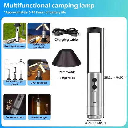 Solar-Powered High-Intensity Emergency Lantern, Multi-Functional  Lamp with Red Warning Light for Home Use  Outdoor Camping