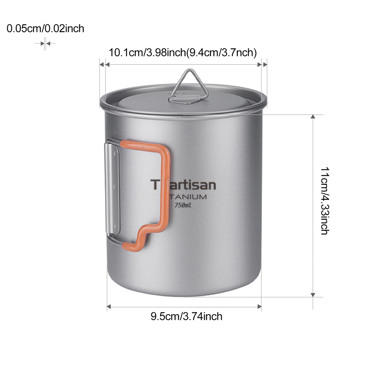 Tiartisan Outdoor Camping Pure Titanium Mug with Collapsible Handle Ultralight Portable Tea Cup Coffee Mug Drinkware