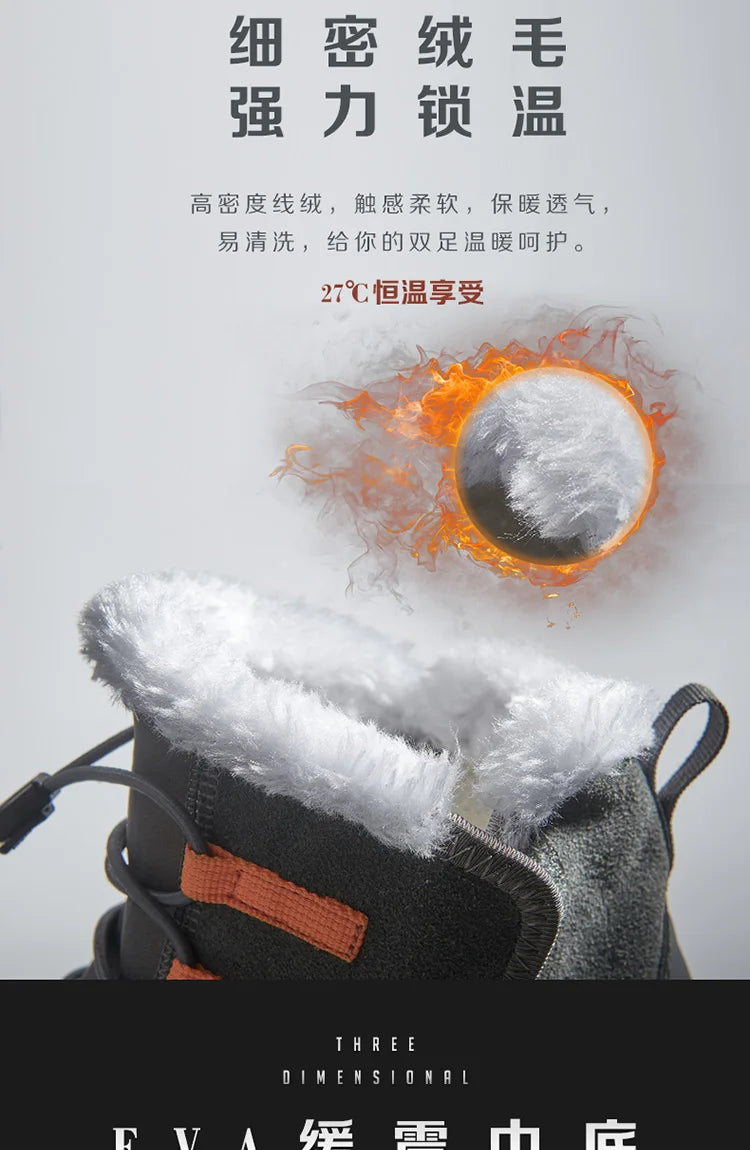 RAX Hiking Boots Men Waterproof Winter Snow Boots Fur lining Lightweight Trekking Shoes Warm Outdoor Sneakers Mountain Boots Men