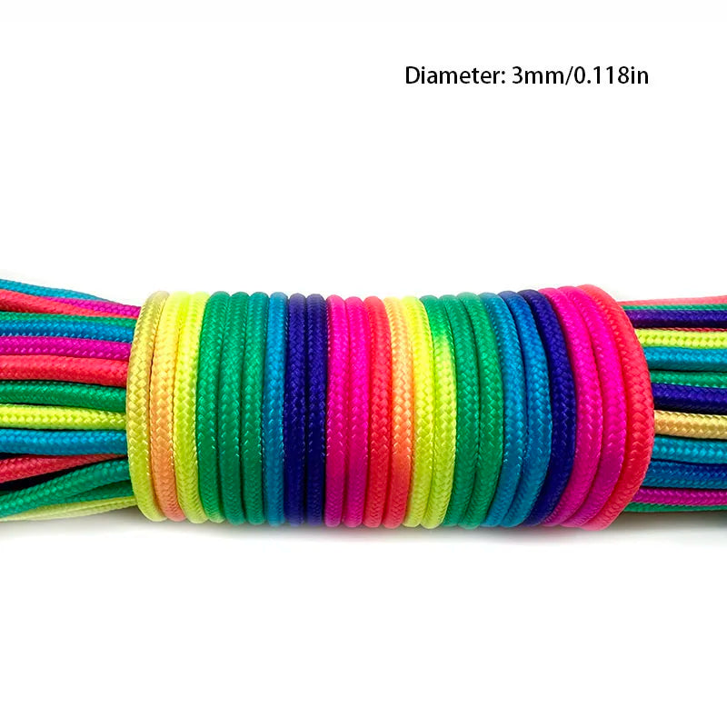 31mRainbow Paracord Rope 2mm/3mm/4mm 7 Strands Climbing Parachute Rope Survival Gear Bracelet Durable Cord for Outdoor Activitie