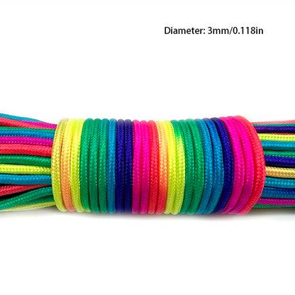 31mRainbow Paracord Rope 2mm/3mm/4mm 7 Strands Climbing Parachute Rope Survival Gear Bracelet Durable Cord for Outdoor Activitie