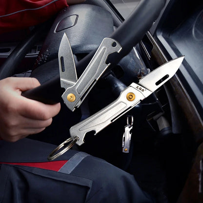SANRENMU 431S Folding Pocket Knife 12C27 Blade Portable EDC Outdoor Camping Bottle Opener Keychain Hole Knife