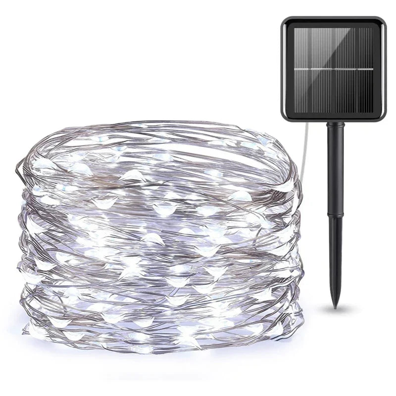 LED Solar Light Outdoor Garden Fairy String Light Waterproof Ambient Lamp for Christmas Patio Tree Party Camping Festive