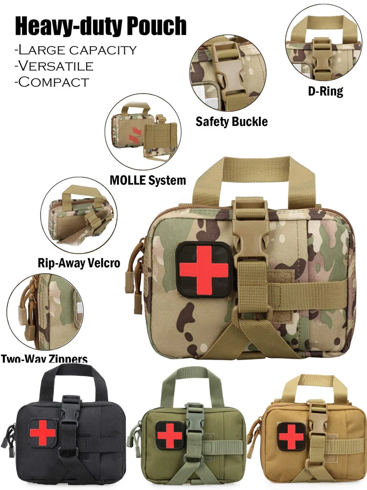 First Aid Bag Upgrade Tactical EMT Pouch Rip Away Molle Medical Kit IFAK Tear-Away Travel Outdoor Hiking Emergency Survival Kit