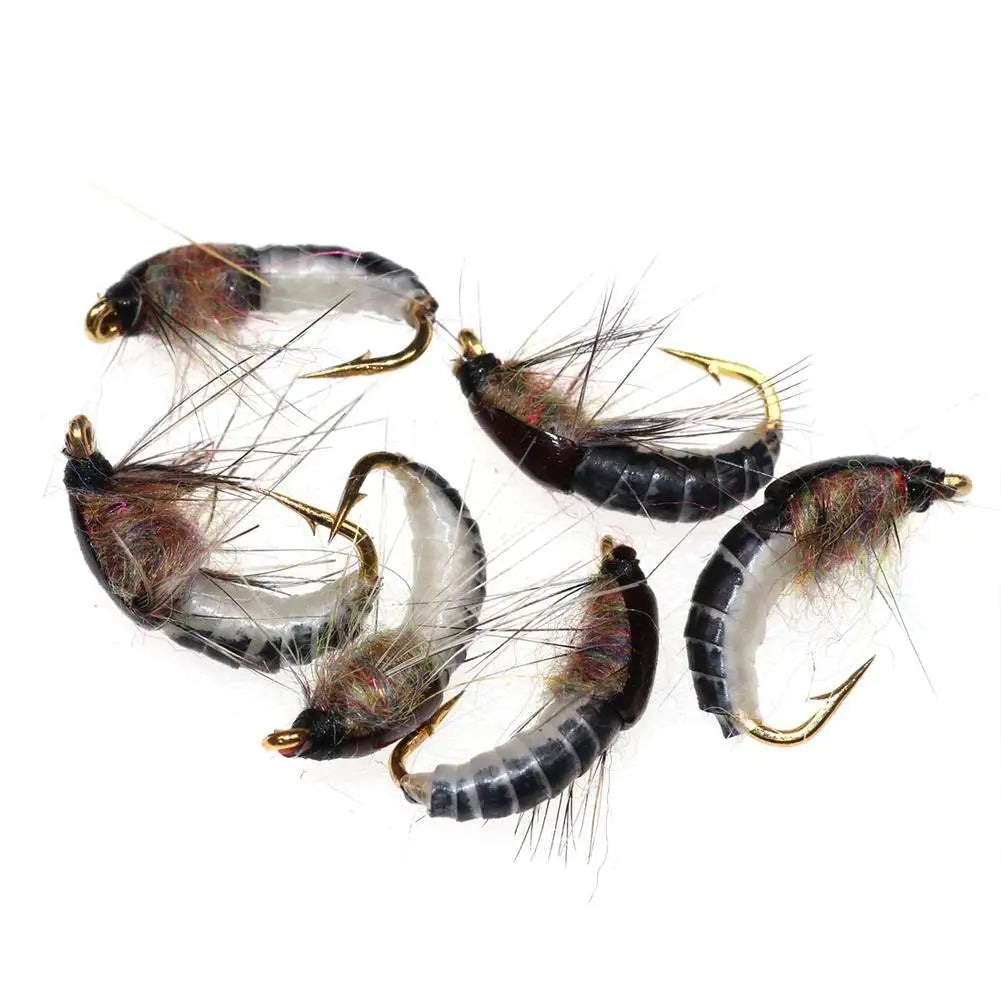 Bimoo Realistic Scud and Caddis Nymphs #12 (6 Pack)