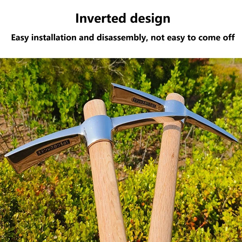 Stainless Steel Pickaxe – Heavy Duty Outdoor Gardening & Root Digging Hoe Axe