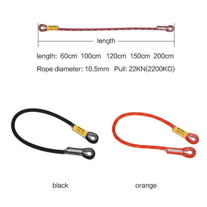 Xinda Rock Climbing Lanyard 10.5mm Static Rope 20KN Protective Eye-to-eye Pre-Sewn Cord Loop Sling Mountaineering Equipment
