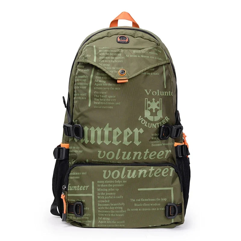 Volunteer Travel Backpacks Men Fashion Hiking Sports Waterproof College Backpack Man Commuter Light Weight Oxford Bag 1518-03A
